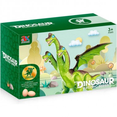 DINOSAURIO 3 CABEZAS ANDA, LUZ Y SONIDO 46 CM