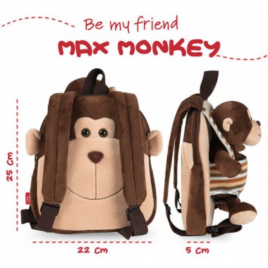 MOCHILA REVERSIBLE + PELUCHE MONO MAX 25CM