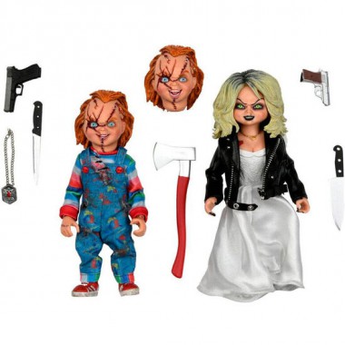 PACK 2 FIGURAS CLOTHED CHUCKY AND TIFFANY LA NOVIA DE CHUCKY 14CM