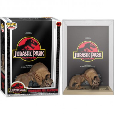 FIGURA POP MOVIE POSTER JURASSIC PARK TYRANNOSAURUS REX AND VELOCIRAPTOR