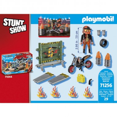 PLAYMOBIL STUNTSHOW STARTER PACK MOTO CON PARED DE FUEGO