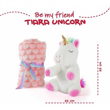 PELUCHE + MANTA SUAVE UNICORNIO TIARA 22CM