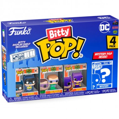 BLISTER 4 FIGURAS BITTY POP DC COMICS BATMAN ADAM WEST