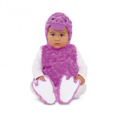 DISFRAZ BEBÉ PATITO PELUCHE LILA (VESTIDO, GORRO, COLA Y PATUCOS) TALLA 12-24 MESES