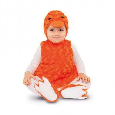 DISFRAZ BEBÉ PATITO PELUCHE NARANJA (VESTIDO, GORRO, COLA Y PATUCOS) TALLA 12-24 MESES