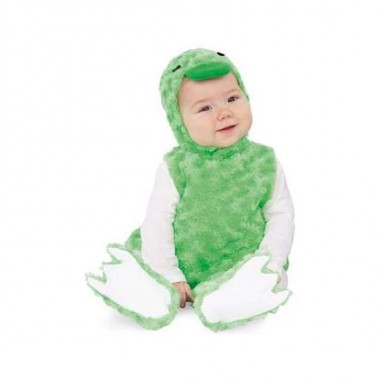 DISFRAZ BEBÉ PATITO PELUCHE VERDE (VESTIDO, GORRO, COLA Y PATUCOS) TALLA 7-12 MESES