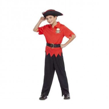 DISFRAZ PIRATA ROJO 5-6 AÑOS (SOMBRERO, CAMISA, CINTURÓN Y PANTALONES)