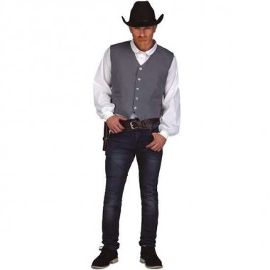 DISFRAZ CHALECO GRIS VAQUERO ML (CHALECO)