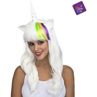 PELUCA LARGA BLANCA UNICORNIO