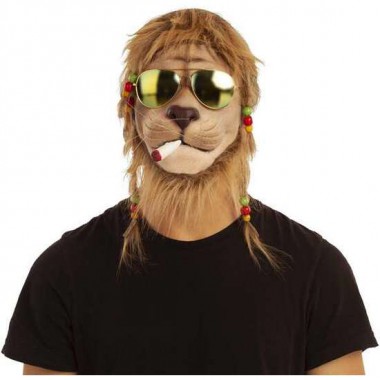 SMOKING LION WITH GLASSES 1/2 MASK ONE SIZE