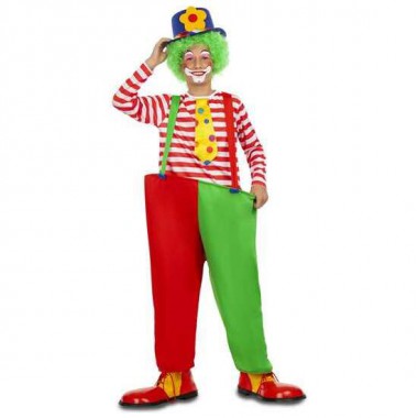 DISFRAZ PAYASO ARO 7-9 AÑOS (CAMISETA CON CORBATA, PANTALONES CON TIRANTES Y ARO)