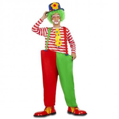 DISFRAZ PAYASO ARO 7-9 AÑOS (CAMISETA CON CORBATA, PANTALONES CON TIRANTES Y ARO)