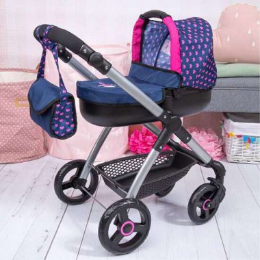 COCHE MUÑECAS STULE PRAM AZUL MARINO 86X79X42 CM