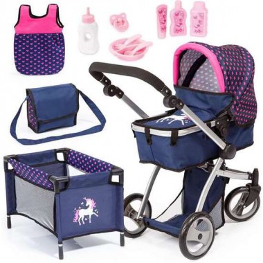 SET CARRITO COCHE DE MUÑECAS MEGA COMBI 69.98X54.99X34.98 CM