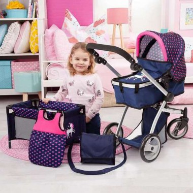 SET CARRITO COCHE DE MUÑECAS MEGA COMBI 69.98X54.99X34.98 CM