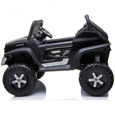 COCHE MERCEDES UNIMOG BLACK BATERIA 12V 128X86X84CM RUNRUNTOYS