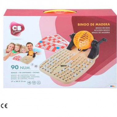 JUEGO BINGO MADERA CON 90 NUMEROS.