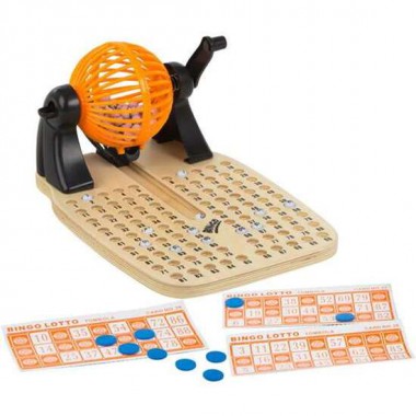 JUEGO BINGO MADERA CON 90 NUMEROS.