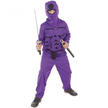 DISFRAZ INFANTIL NINJA LILA T-M 7-9 AÑOS