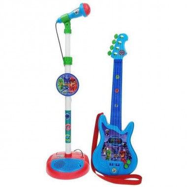 GUITARRA Y MICROFONO DE PIE PJ MASKS CON AMPLIFICADOR (ALTURA REGULABLE)