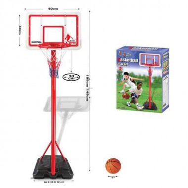 CANASTA BALONCESTO PIE REGULABLE, TABLERO 60X40 ALTURA 1,49 A 195 CM