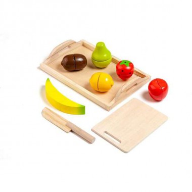 BANDEJA FRUTA DE MADERA SET CON 9 PIEZAS.