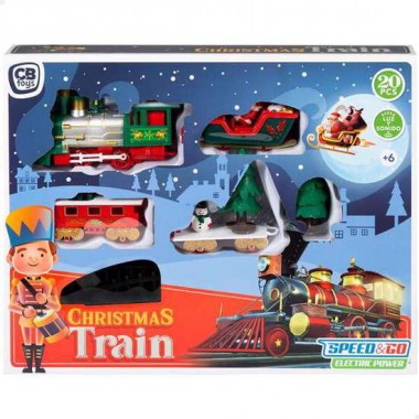 TREN ELECTRICO NAVIDAD CON LUZ Y SONIDO. 20 PIEZAS. 91X44X30 CM