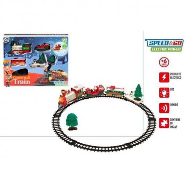 TREN ELECTRICO NAVIDAD CON LUZ Y SONIDO. 20 PIEZAS. 91X44X30 CM