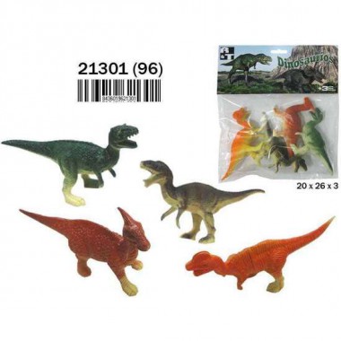 FIGURAS DINOSAURIOS EN BOLSA 4 UNIDADES 20X26X3 CM