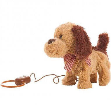 PERRO DE PELUCHE ANDA Y LADRA DIRIGIDO CON CABLE. 22 CM.