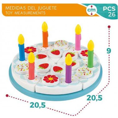 TARTA DE CUMPLEAÑOS DE MADERA 26 PIEZAS WOOMAX