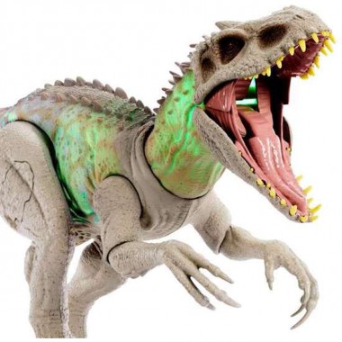 FIGURA DINOSAURIO JURASSIC WORLD REX INDOMINUS CAMÚFLATE Y DEVORA 53 CM CON SONIDOS