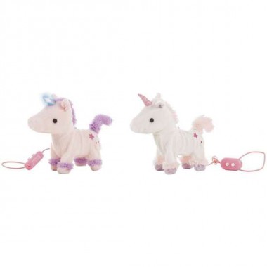 UNICORNIO DE PELUCHE CAMINA Y SU CUERNO SE ILUMINA 23 CM - MODELOS SURTIDOS