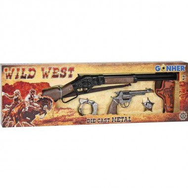 RIFLE WINSCHESTER CON PISTOLA Y ACCESORIOS 8 TIROS 77X23X5 CM