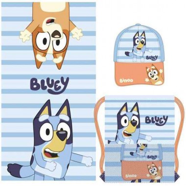 SAQUITO CON TOALLA Y GORRA INFANTIL BLUEY