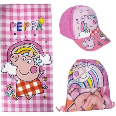 SAQUITO CON TOALLA Y GORRA INFANTIL PEPPA PIG