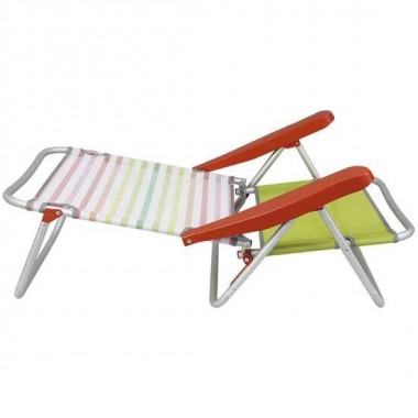 SILLA PLAYA ALUMINIO MULTIPOSICION RAYAS, CON REPOSACABEZAS 25 CM, 80X65X45CM, 25 CM ALTURA ASIENTO