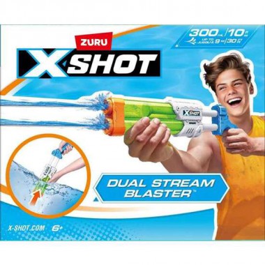 PISTOLA DE AGUA X-SHOT SMALL QUAD STREAM BLASTER CON DOS CAÑONES 132X402X53CM - MODELOS SURTIDOS