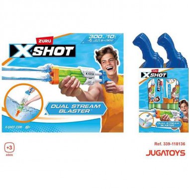 PISTOLA DE AGUA X-SHOT SMALL QUAD STREAM BLASTER CON DOS CAÑONES 132X402X53CM - MODELOS SURTIDOS