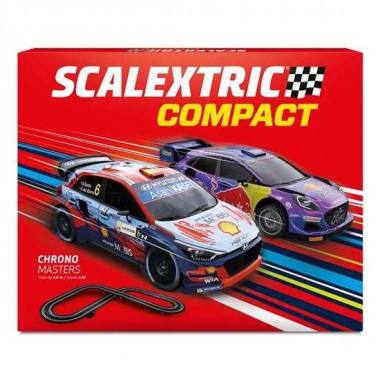 PISTA SCALEXTRIC CHRONO MASTERS. INCLUYE COCHES CON LUZ Y MANDO CON TURBO. 3,66M DE PISTA 114X114CM