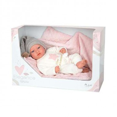 MUÑECA ELEGANCE ARIA ROSA CON PORTABEBE, INCLUYE CHUPETE (MUÑECO DE PESO)40 CM