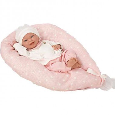 MUÑECA ELEGANCE COLIN ROSA CON COJIN LACTANCIA. INCLUYE CHUPETE (MUÑECO CON PESO) 40 CM