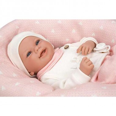 MUÑECA ELEGANCE COLIN ROSA CON COJIN LACTANCIA. INCLUYE CHUPETE (MUÑECO CON PESO) 40 CM