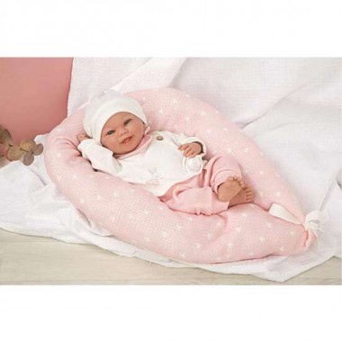 MUÑECA ELEGANCE COLIN ROSA CON COJIN LACTANCIA. INCLUYE CHUPETE (MUÑECO CON PESO) 40 CM