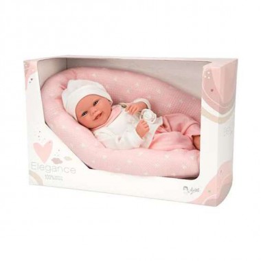 MUÑECA ELEGANCE COLIN ROSA CON COJIN LACTANCIA. INCLUYE CHUPETE (MUÑECO CON PESO) 40 CM