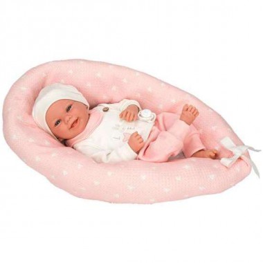 MUÑECA ELEGANCE COLIN ROSA CON COJIN LACTANCIA. INCLUYE CHUPETE (MUÑECO CON PESO) 40 CM