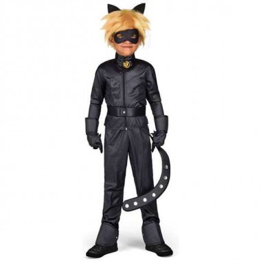 DISFRAZ INFANTIL CAT NOIR( CHAQUETA , PANTALÓN, CINTURÓN, GUANTES, ANTIFAZ, PELUCA Y ANILLO).TALLA 9-11 AÑOS