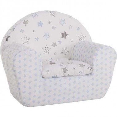 SILLON AZUL Y ESTRELLAS GRIS CON COJIN