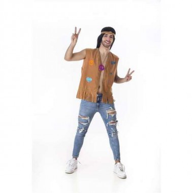 DISFRAZ ADULTO HIPPIE CHALECO PEACE TALLA L