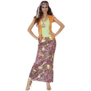 DISFRAZ ADULTO HIPPIE MUJER TALLA L